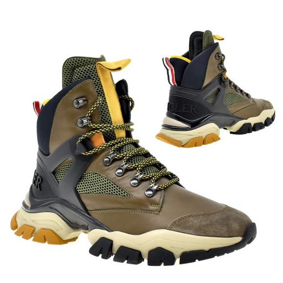 Moncler Tristan Hiking Sneaker Boots Brown Size 8 New - Picture 1 of 9